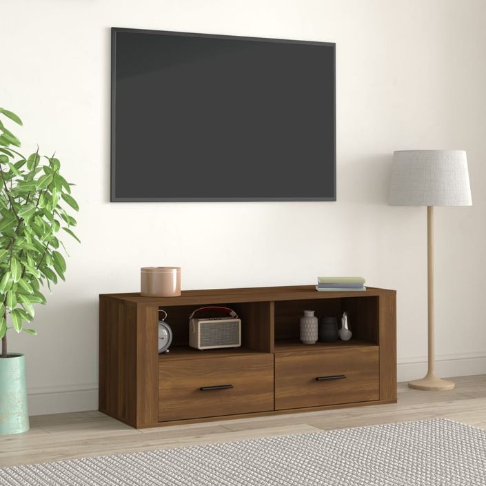 Meuble TV Chêne marron 100x35x40 cm Bois d'ingénierie - Photo n°1