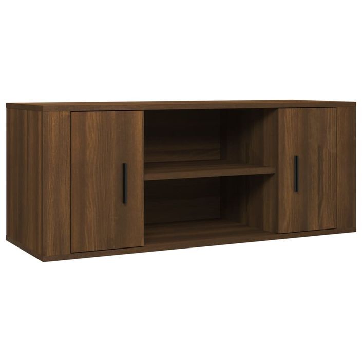 Meuble TV Chêne marron 100x35x40 cm Bois d'ingénierie - Photo n°2