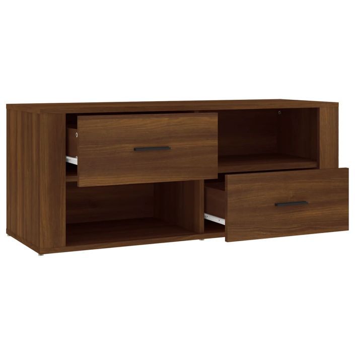 Meuble TV Chêne marron 100x35x40 cm Bois d'ingénierie - Photo n°7