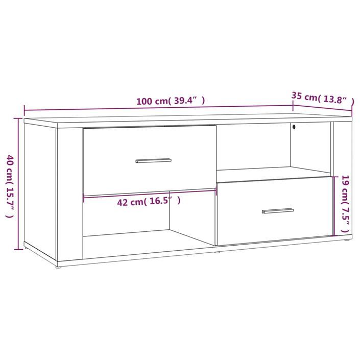 Meuble TV Chêne marron 100x35x40 cm Bois d'ingénierie - Photo n°10