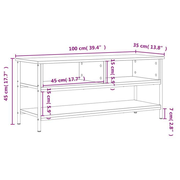 Meuble TV chêne marron 100x35x45 cm bois d'ingénierie - Photo n°9