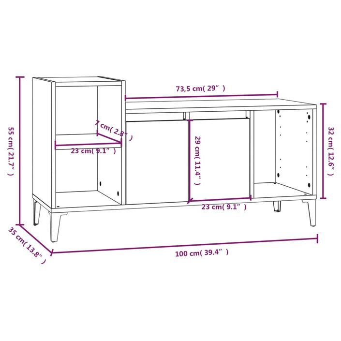 Meuble TV Chêne marron 100x35x55 cm Bois d'ingénierie - Photo n°10