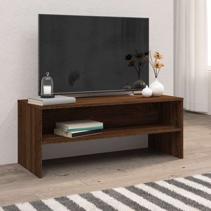 Meuble TV Chêne marron 100x40x40 cm Bois d'ingénierie - Photo n°2