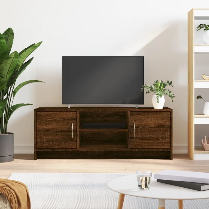 Meuble TV chêne marron 102x30x37,5 cm bois d'ingénierie - Photo n°2