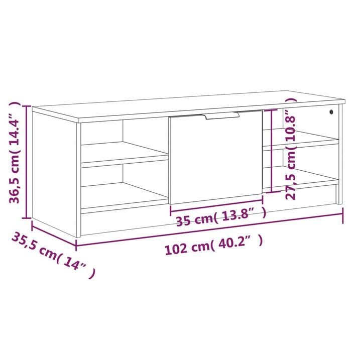 Meuble TV Chêne marron 102x35,5x36,5 cm Bois d'ingénierie - Photo n°9