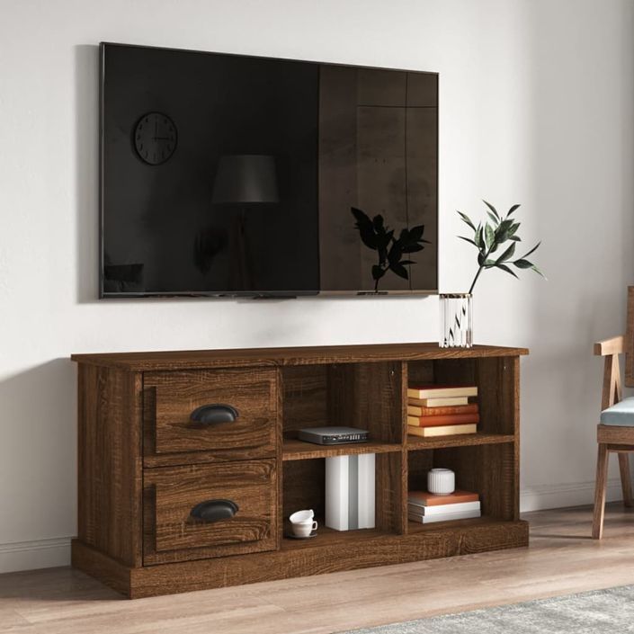 Meuble TV chêne marron 102x35,5x47,5 cm bois d'ingénierie - Photo n°1