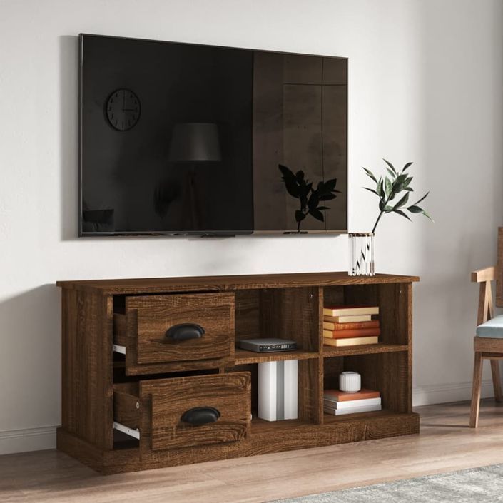 Meuble TV chêne marron 102x35,5x47,5 cm bois d'ingénierie - Photo n°3