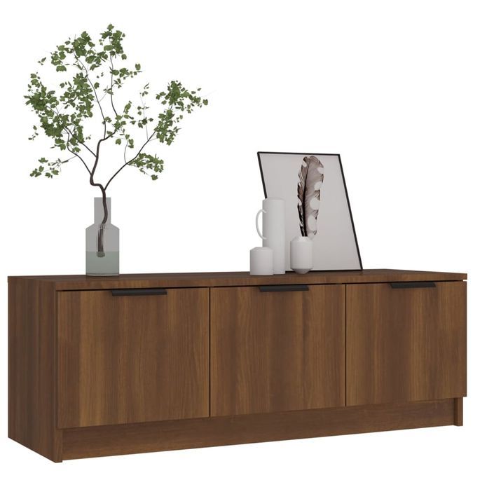 Meuble TV Chêne marron 102x35x36,5 cm Bois d'ingénierie - Photo n°5