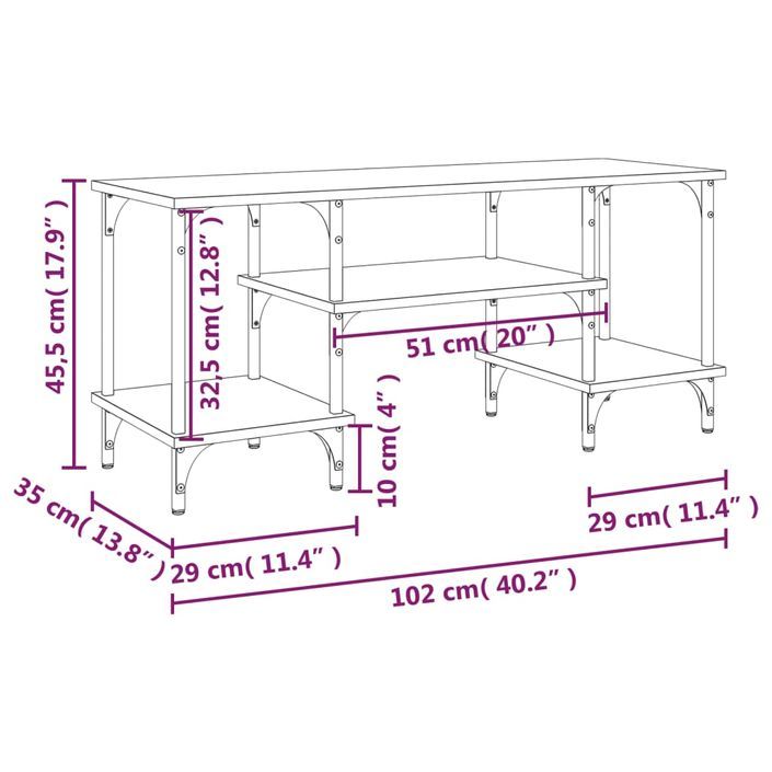 Meuble TV chêne marron 102x35x45,5 cm bois d'ingénierie - Photo n°9