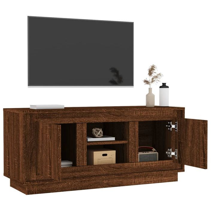 Meuble TV chêne marron 102x35x45 cm bois d'ingénierie - Photo n°5