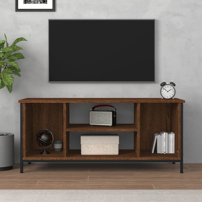 Meuble TV chêne marron 102x35x45 cm bois d'ingénierie - Photo n°3