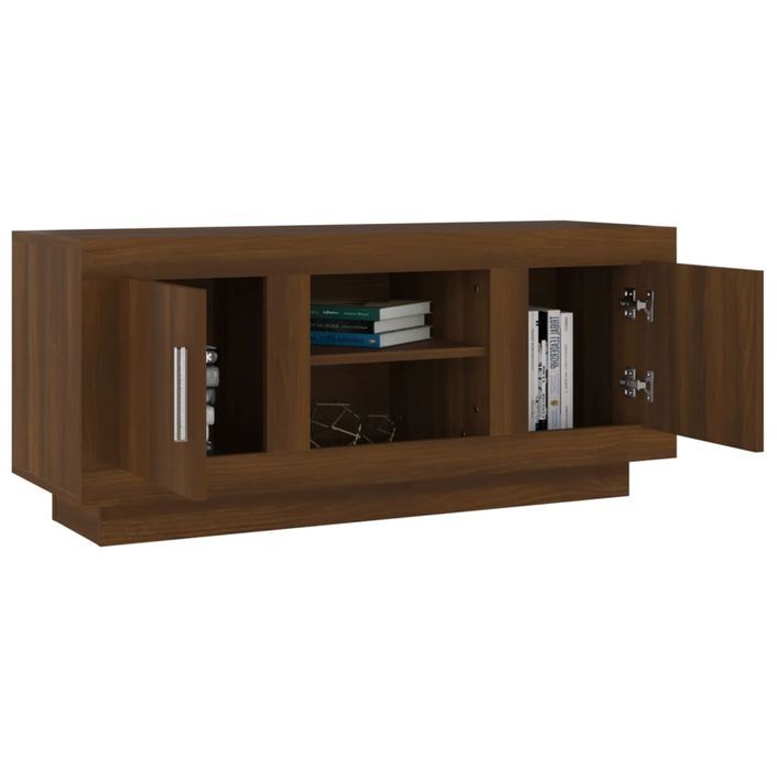 Meuble TV chêne marron 102x35x45 cm bois d'ingénierie - Photo n°4