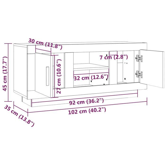 Meuble TV chêne marron 102x35x45 cm bois d'ingénierie - Photo n°8