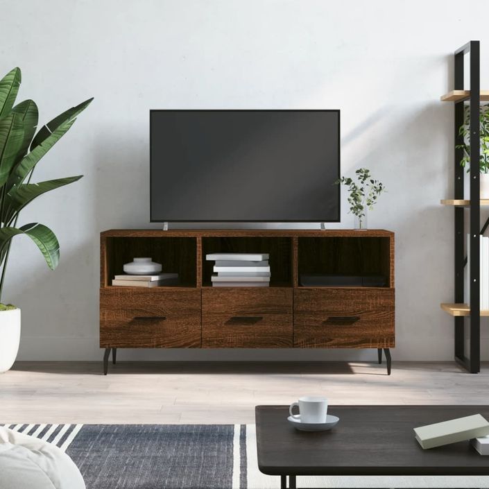Meuble TV chêne marron 102x36x50 cm bois d'ingénierie - Photo n°1