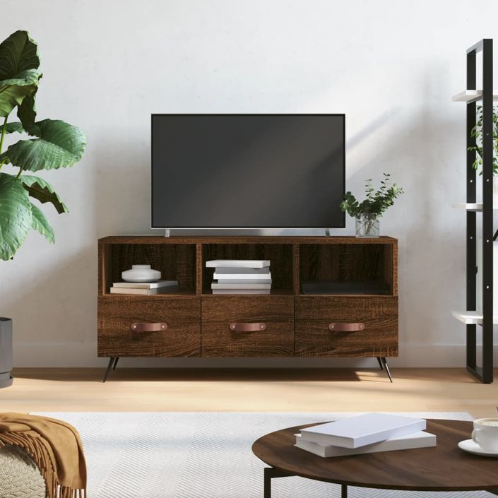 Meuble TV chêne marron 102x36x50 cm bois d'ingénierie - Photo n°1