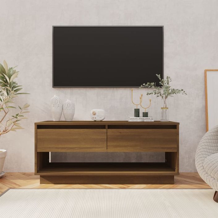 Meuble TV Chêne marron 102x41x44 cm Bois d'ingénierie - Photo n°1