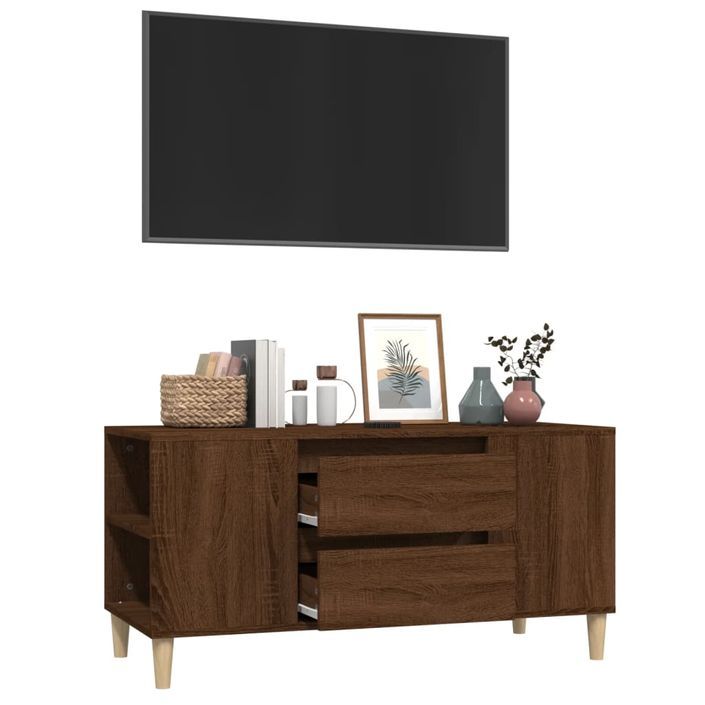 Meuble TV Chêne marron 102x44,5x50 cm Bois d'ingénierie - Photo n°5