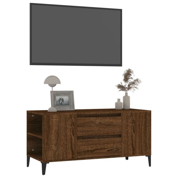 Meuble TV Chêne marron 102x44,5x50 cm Bois d'ingénierie - Photo n°4