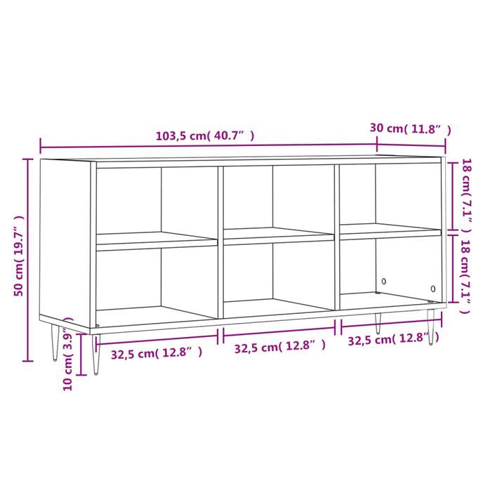 Meuble TV chêne marron 103,5x30x50 cm bois d'ingénierie - Photo n°9