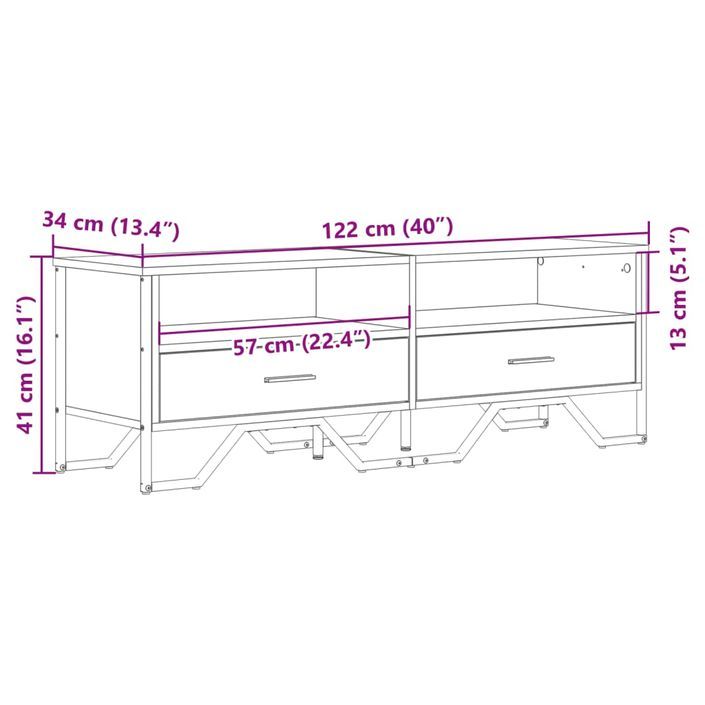 Meuble TV chêne marron 122x34x41 cm bois d'ingénierie - Photo n°10