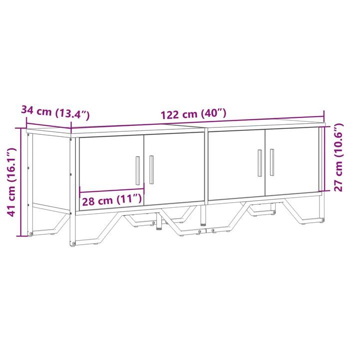 Meuble TV chêne marron 122x34x41 cm bois d'ingénierie - Photo n°10