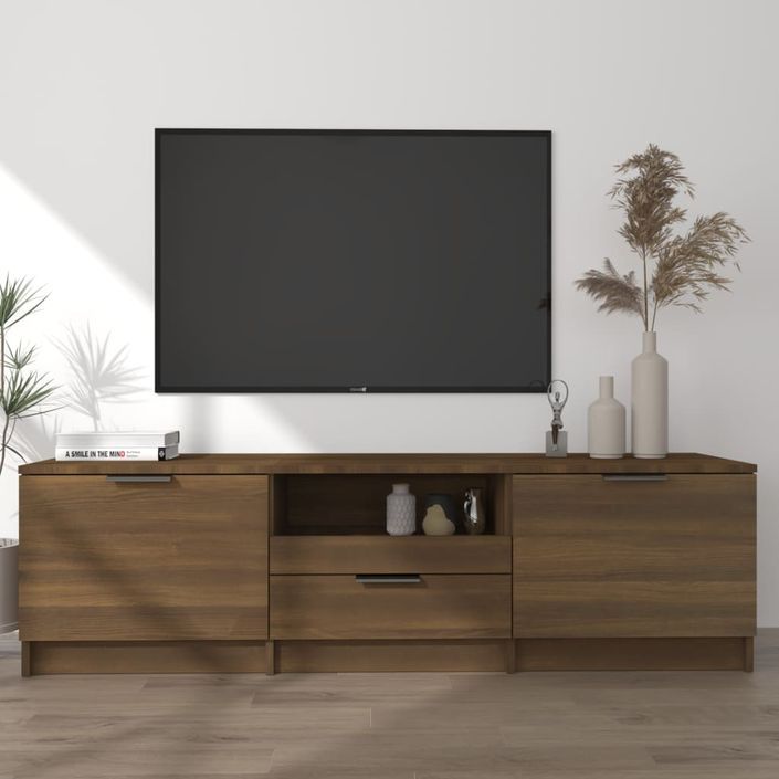 Meuble TV Chêne marron 140x35x40 cm Bois d'ingénierie - Photo n°1