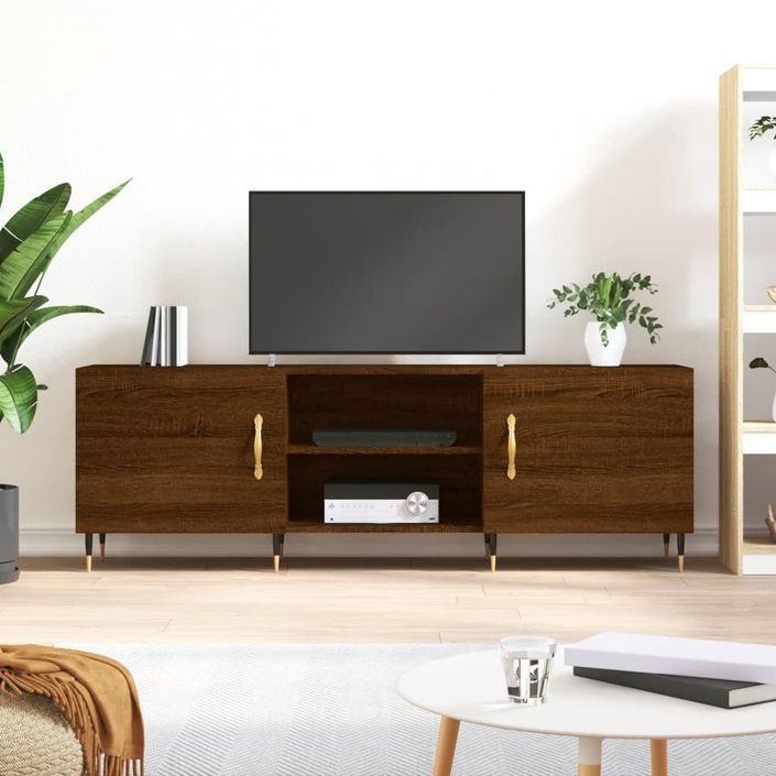 Meuble TV chêne marron 150x30x50 cm bois d'ingénierie - Photo n°1