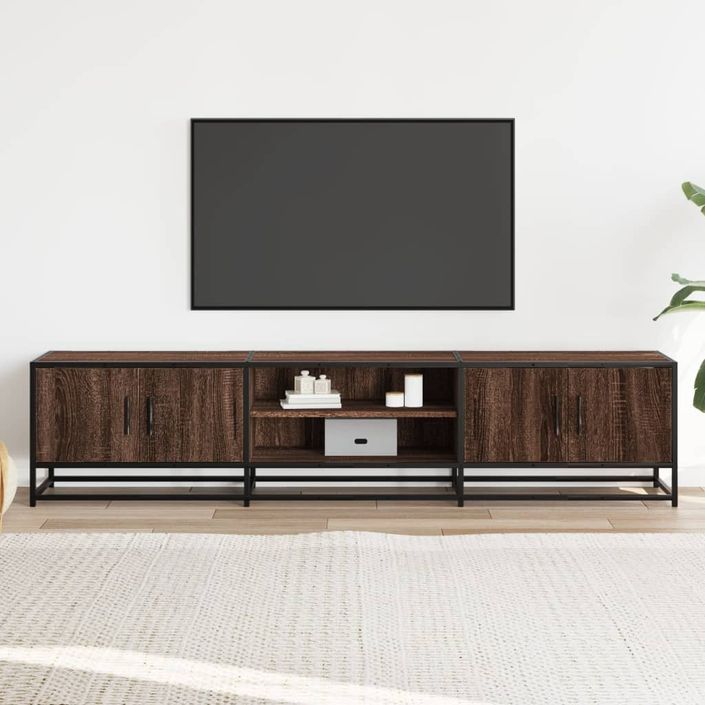 Meuble TV chêne marron 180x35x41 cm bois d'ingénierie - Photo n°3