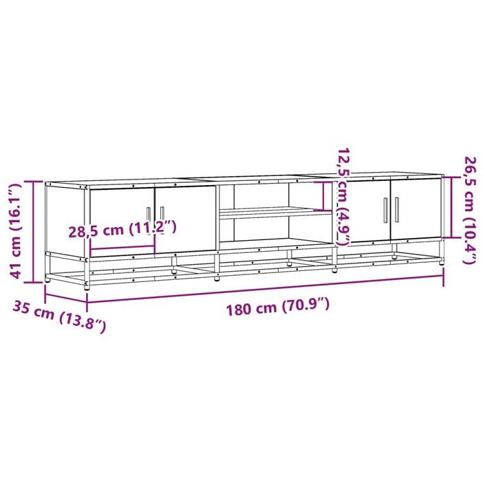 Meuble TV chêne marron 180x35x41 cm bois d'ingénierie - Photo n°10