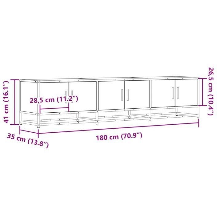 Meuble TV chêne marron 180x35x41 cm bois d'ingénierie - Photo n°10