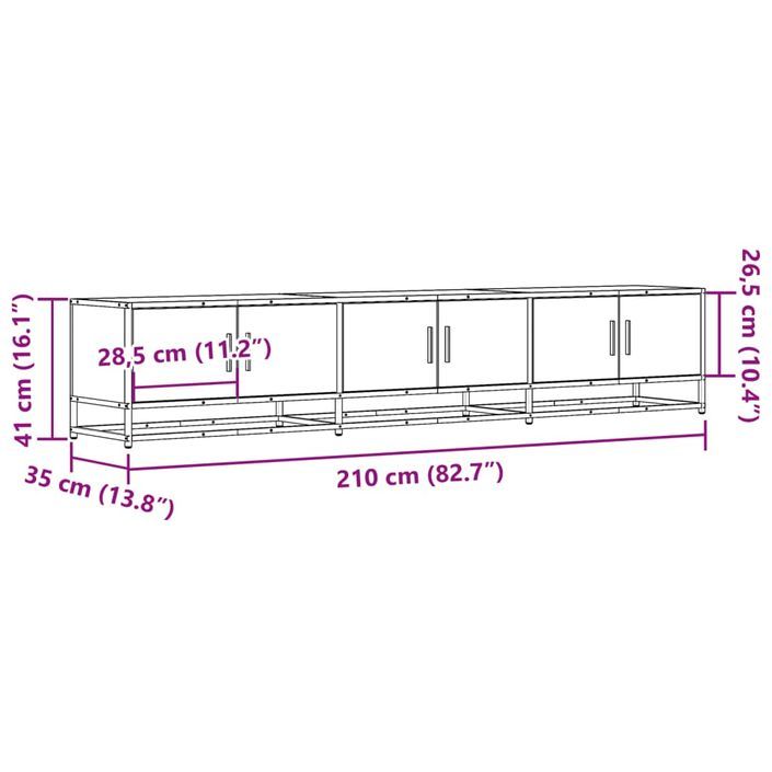 Meuble TV chêne marron 210x35x41 cm bois d'ingénierie - Photo n°10