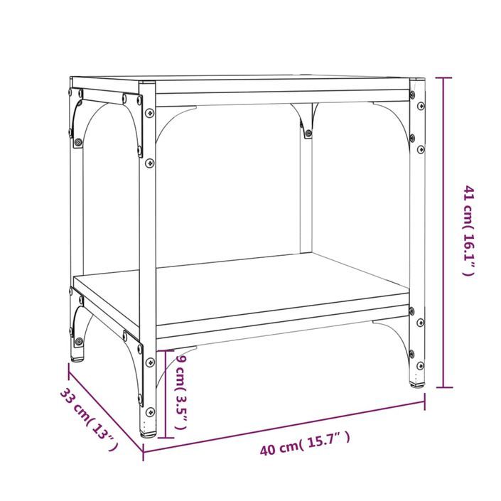 Meuble TV Chêne marron 40x33x41 cm Bois d'ingénierie et acier - Photo n°9