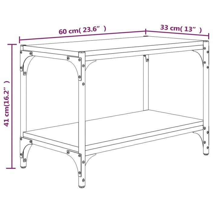 Meuble TV Chêne marron 60x33x41 cm Bois d'ingénierie et acier - Photo n°9