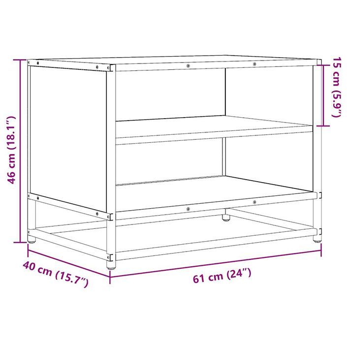 Meuble TV chêne marron 61x40x46 cm bois d'ingénierie et métal - Photo n°9