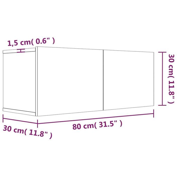 Meuble TV Chêne marron 80x30x30 cm Bois d'ingénierie - Photo n°9