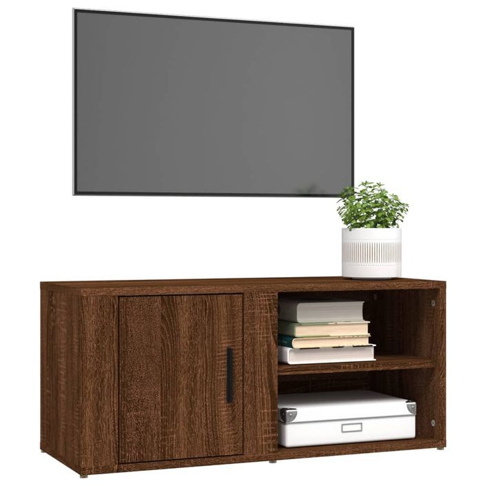 Meuble TV Chêne marron 80x31,5x36 cm Bois d'ingénierie - Photo n°4