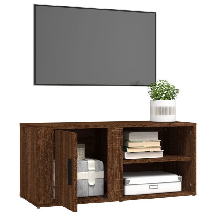 Meuble TV Chêne marron 80x31,5x36 cm Bois d'ingénierie - Photo n°5