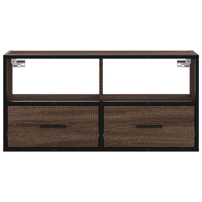 Meuble TV chêne marron 80x31x39,5 cm bois d'ingénierie et métal - Photo n°4