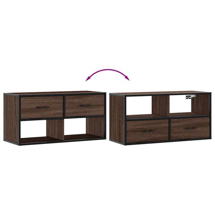 Meuble TV chêne marron 80x31x39,5 cm bois d'ingénierie et métal - Photo n°7