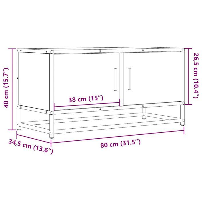 Meuble TV chêne marron 80x34,5x40 cm bois d'ingénierie et métal - Photo n°10