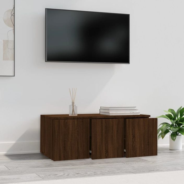 Meuble TV Chêne marron 80x34x30 cm Bois d'ingénierie - Photo n°4