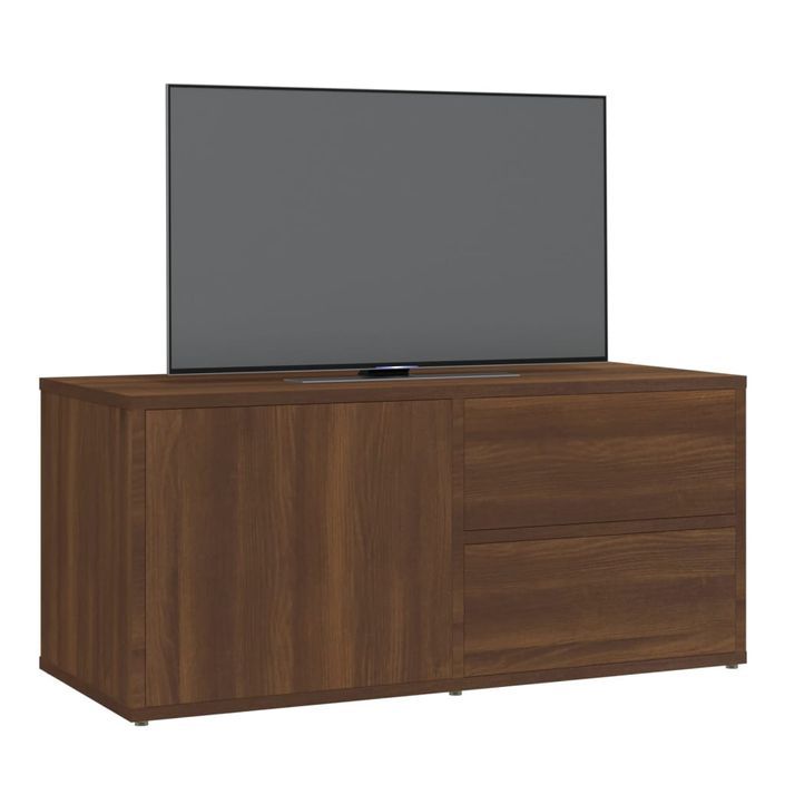 Meuble TV Chêne marron 80x34x36 cm Bois d'ingénierie - Photo n°4