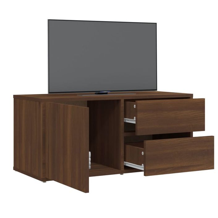 Meuble TV Chêne marron 80x34x36 cm Bois d'ingénierie - Photo n°5