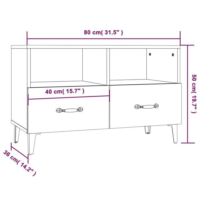 Meuble TV Chêne marron 80x36x50 cm Bois d'ingénierie - Photo n°10