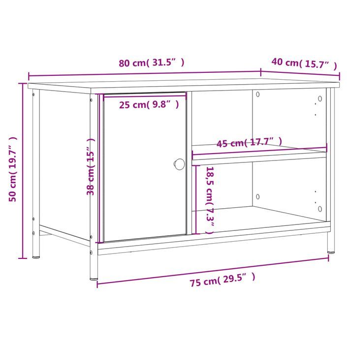 Meuble TV Chêne marron 80x40x50 cm Bois d'ingénierie - Photo n°12