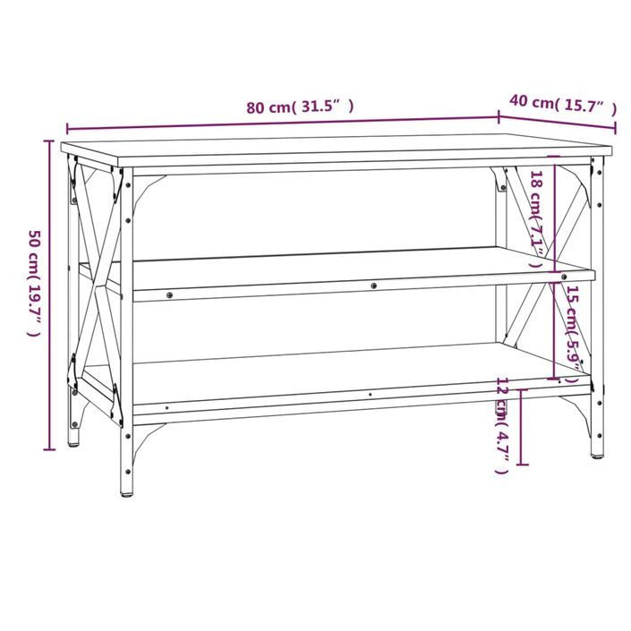 Meuble TV Chêne marron 80x40x50 cm Bois d'ingénierie - Photo n°9