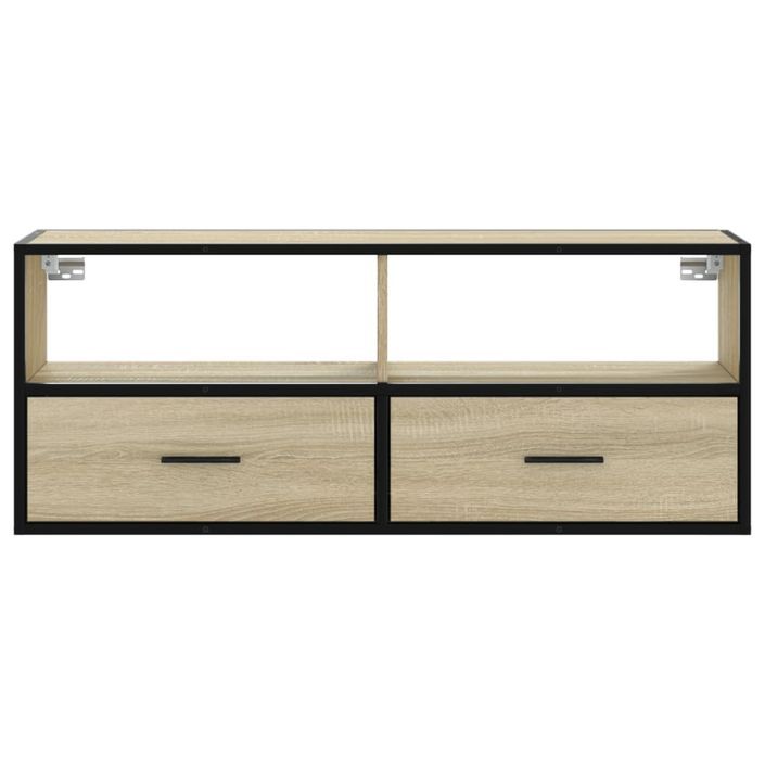 Meuble TV chêne sonoma 100x31x39,5cm bois d'ingénierie et métal - Photo n°4