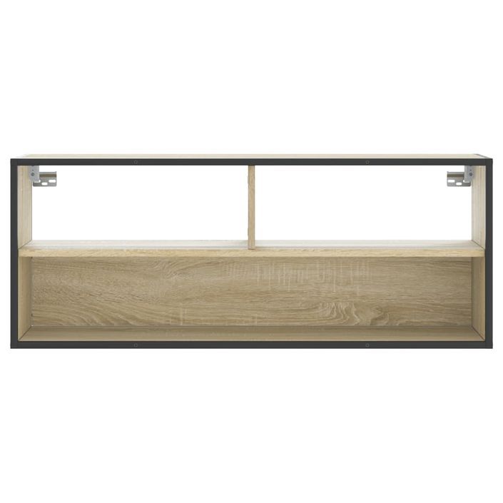 Meuble TV chêne sonoma 100x31x39,5cm bois d'ingénierie et métal - Photo n°4