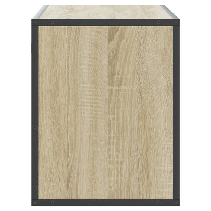 Meuble TV chêne sonoma 100x31x39,5cm bois d'ingénierie et métal - Photo n°5