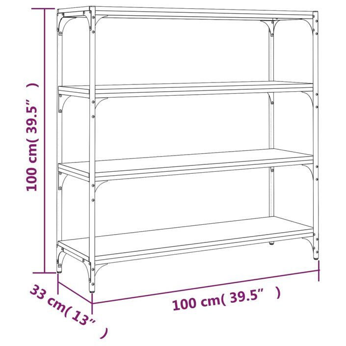 Meuble TV Chêne sonoma 100x33x100 cm Bois d'ingénierie et acier - Photo n°9